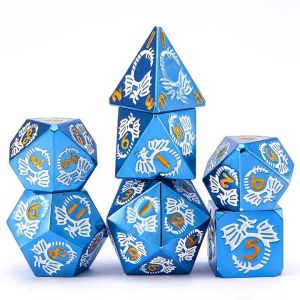 multi faceted solid metal dice set DND RPG Colorful Flying Dragon Crucho Board