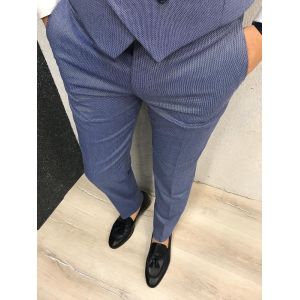 70% Wool 30% Poly Blue Groom Tuxedo Suit For Wedding