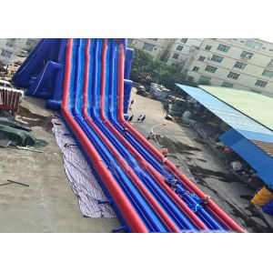 Cheap Blue And Red Giant Inflatable Slide With Three Lanes / Digital Printing for sale