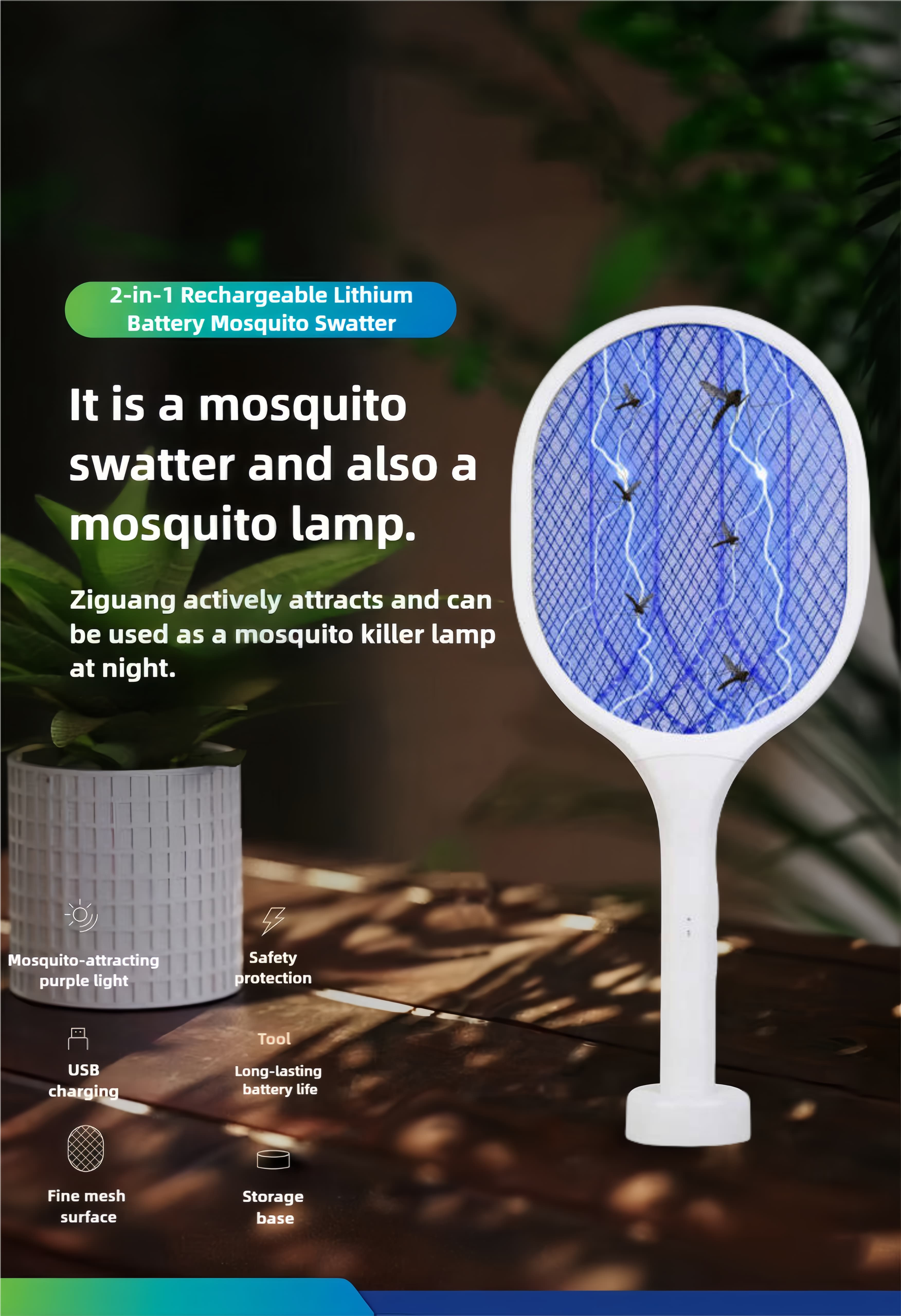 JZ Household Solid UV Light Anti-Mosquito Lamp Electric Shock Bug Zapper