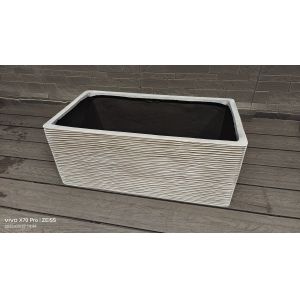 Unique White Flower Pots Horizontal Stacked-ring Rectangular Fiberclay Gardens