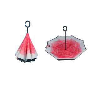 China Hands Free C Handle Reverse Inverted Umbrella Folding Double Layer Windproof on sale