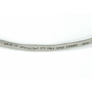 Round Bulk CCTV Cable 4 Pairs UTP CAT6+2x0.5MM2 Pure Copper Stranded