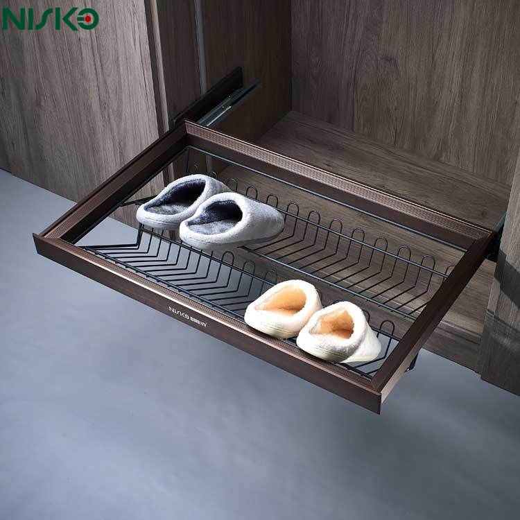 Aluminum Pull Out Closet Corner Organizer Soft Closing For Shoes