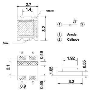 3.2x2.7x1.05mm IR Diode 430nm -1100nm IR SMD LED Receiver for Electronic Toys