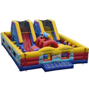 Rocket Inflatable Fun Obstacle Course , Entertainment Obstacle Course