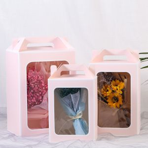 Gift Custom Printed Corrugated Boxes Windowed Handled Valentine'S Day Surprise