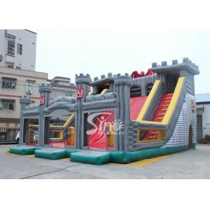 12x10m commercial kids giant inflatable medieval castle slide with tunnel N