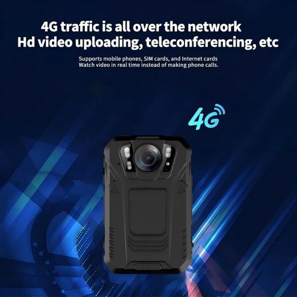 4K HD Android Body Worn Camera for Security Guards 2500 Mah Battery 4 White LED