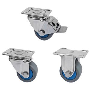 China Thermoplastic Rubber Stainless Steel Casters 50mm Castor Wheels on sale