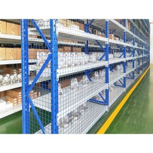 2 Tier Storage Shelf for Industrial Mezzanine Racking in Blue/Orange/Yellow/Grey