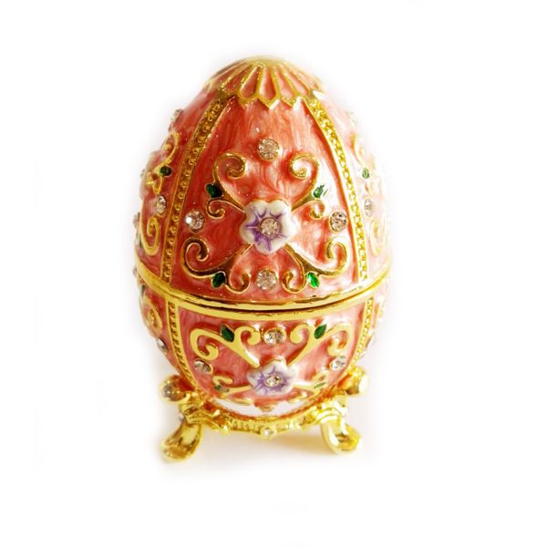 Zinc Alloy Luxury Easter Egg jewelry Box Russian Reticulate Metal Faberge Egg Easter Egg Gift Decorate Box Home Desk