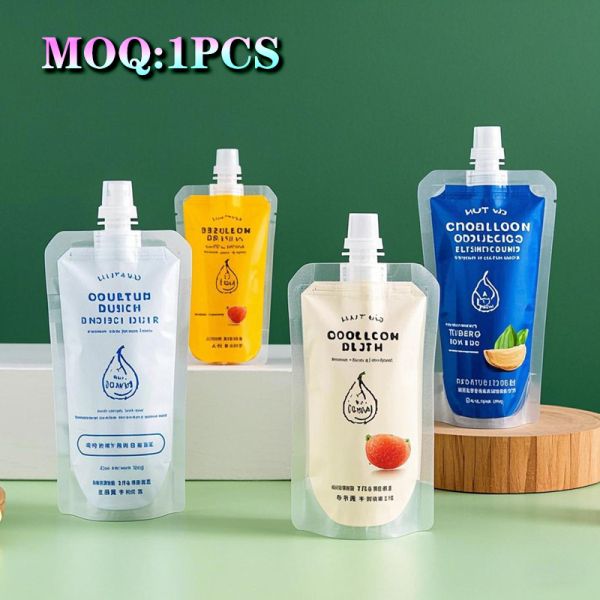 Quality Custom Reusable Stand Up Pouch Bags With Spout Liquid Baby Food Fruit Juice Mud Sauce For Drinks Lotion Packaging wholesale