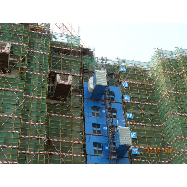 SC200/200 Humanized Cage Comfortable Rack Pinion Construction Site Elevator