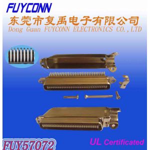 China Amphenol 2.16mm Pitch 64 pin IDC Crimping Plug connector 32 pairs Male Type with 90 degree metal cover on sale