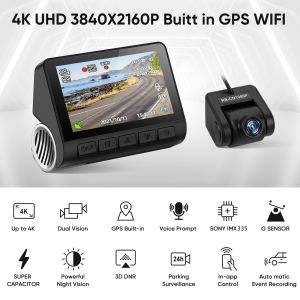 Wifi GPS 4K Car Vehicle Camera Black Box DVR Recorder Camara Dashcam Video