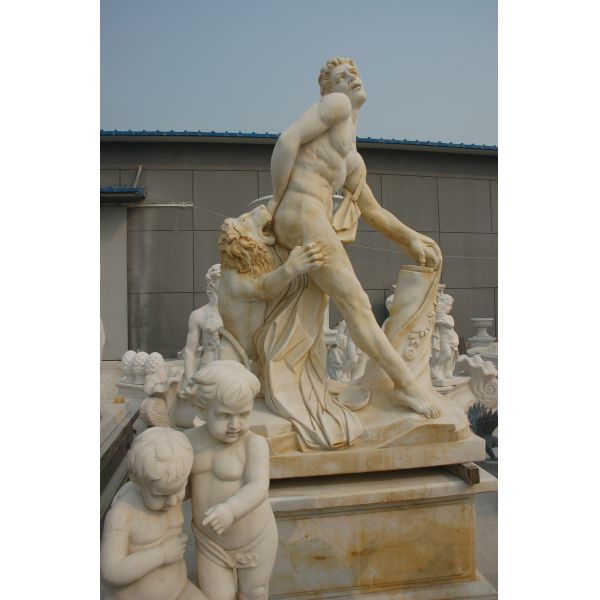 Quality Antique man stone sculpture with lion wholesale