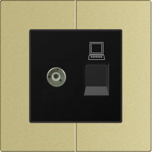 Double RJ45 Cat5 Data Socket D9 Aluminum Alloy White / Champagne Color​