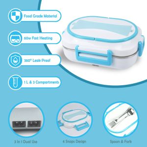 Electric Lunch Box 60W Four-Clasp Hand12V/24V Lunch Box With Carry Bag And Fork