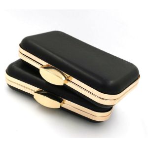 Custom Fashion Plastic Box Metal Rectangle Purse Frame With Light Gold