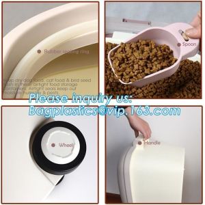 gift pet food container with flap lid, Square Pet Food Large Container / Animal