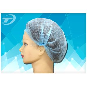 Non - woven MOB / clip cap , single elastic , blue color , CE and ISO certificat