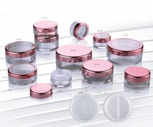 China Empty Cosmetic Compact Containers Round Plastic Transparent Loose Powder Case 20g on sale
