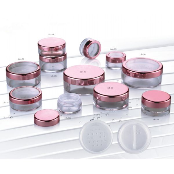 Empty Cosmetic Compact Containers Round Plastic Transparent Loose Powder Case