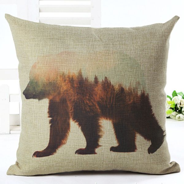 Nordic Geometric Bear Pillow Case Cushion Cover Green Blue 18 x18 for sofa bed decoration