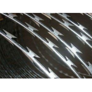 Razor Ribbon Helical Barbed Tape Galvanized Core 18 Inch Diameter 50ft Rolls