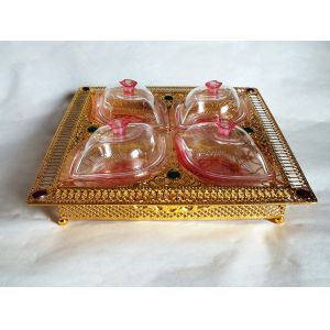 Multifunctional metal frame square shaped platter