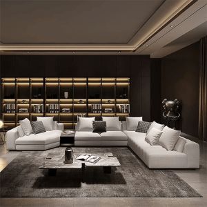 OEM Accepted Customized Size Luxury Italian Design Modern L Shape Sectional