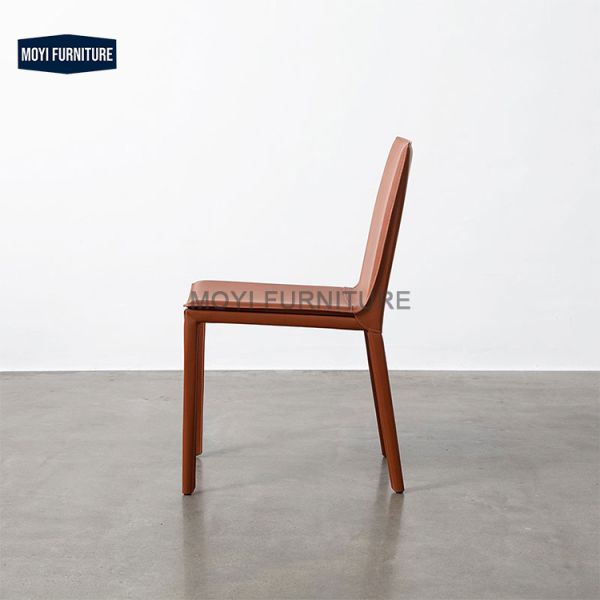 Modern Italian Design Dining Room Accent Chair Leather Fabric Metal Frame Dining Chair for Home Hotel Settings