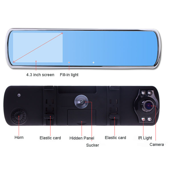 DV700D Car Rearview Mirror Camera Super Night Vision HD 1280*720P 140 Degree