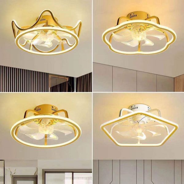LED Nordic Modern Stepless Dimming Fan Lamp For Bedroom Dning Living Room ceiling fan lamp(WH-VLL-23)