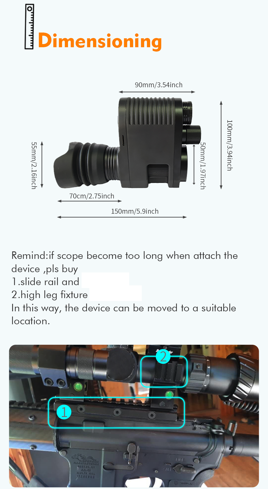 200-300m Hunting Night Vision Thermal Scopes Diopter Adjustment Lens