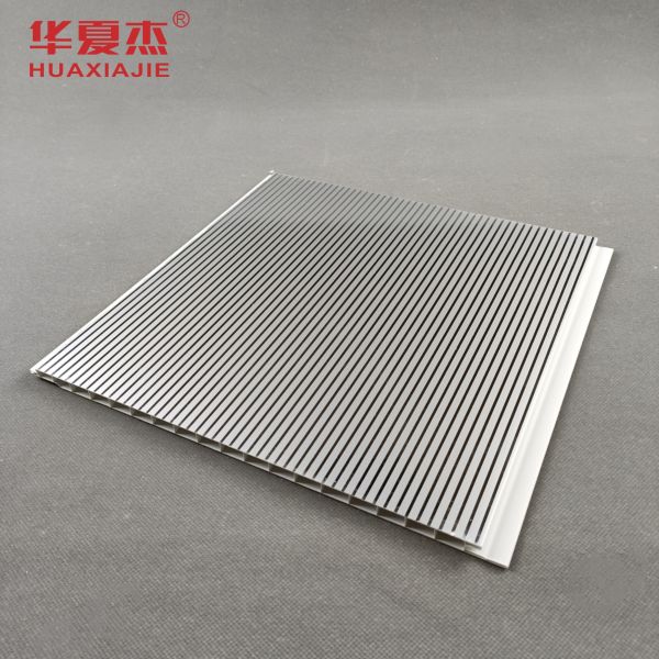 Quality Hot Stamping Foil High Gloss PVC Wall Panel Silver Stripe Ceiling Panel Modern Design Indoor wholesale