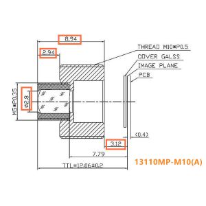 1/3 11mm F4.0  M7/M10 mount Non Distortion Lens, long focal telescope lens/medical lens