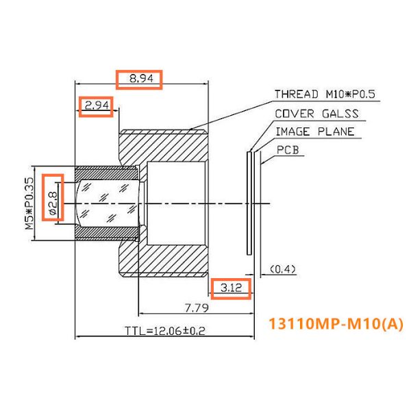 Quality 1/3" 11mm F4.0  M7/M10 mount Non Distortion Lens, long focal telescope lens/medical lens wholesale