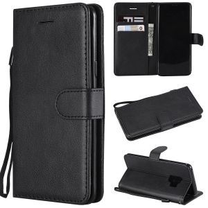 Samsung S9 Pure Color Leather Wallet Protective Case with Card Slots