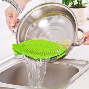 China Clip On Silicone Colander Filter BPA Free For Spaghetti on sale