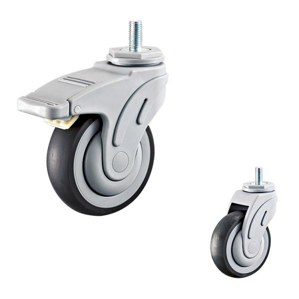 TPR 5 Inch Threaded Stem Casters , 135kg Loading Hospital Bed Caster Wheel