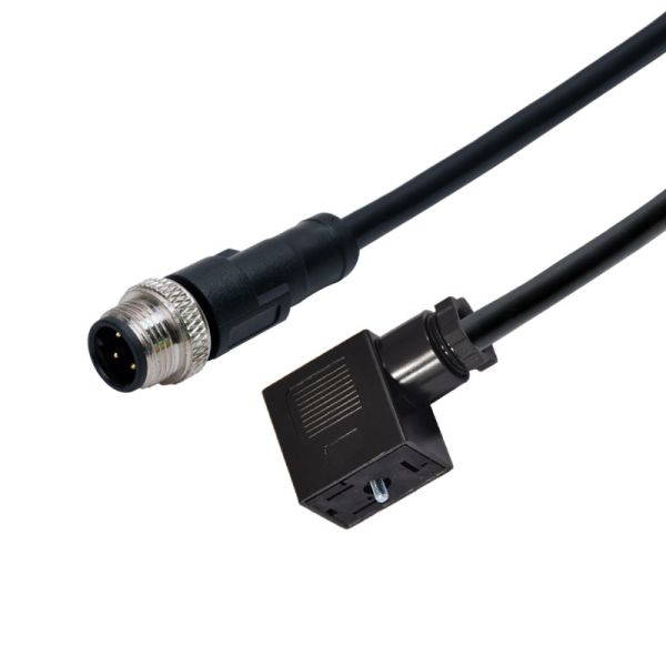 M12 Molding 5pins A Code Female Straight Waterproof Connector To Solenoid Valve Type B 2+PE Plug