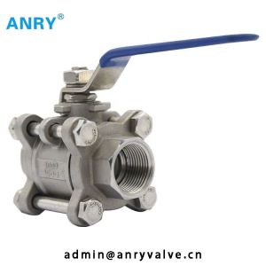 Three Piece FNPT BSP Thread SS304 SS316 CF8M Body 316 Ball PTFE Seat Ball Valve