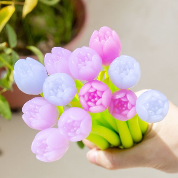 Quality Flower Design Tulip Color Changing Neutral Pen 0.38mm Office School Gift Pen wholesale