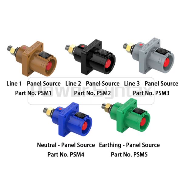 Quality IP67 High Current Power Connectors Male Sockets PSM 5 X 400A PowerSyntax Panel Source Set wholesale