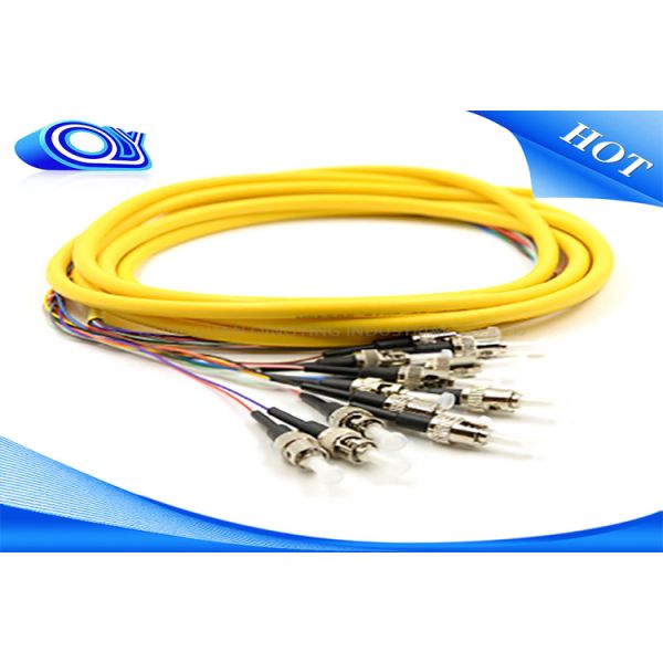Quality ST / UPC Jacketed 12 CORE Optical Fiber Pigtail , Fan Out Fiber Optic Cable 3 Met wholesale