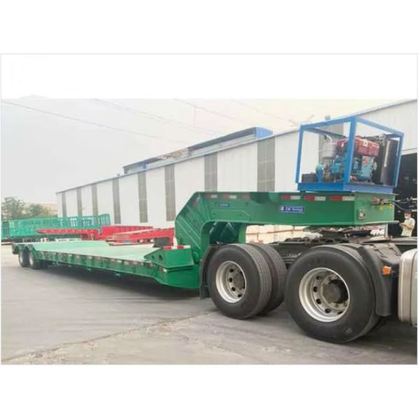 Front Loading Lowboy Trailer 4 axle 120ton Detachable Gooseneck Hydraulic Removable Drop Deck Lowbed Trailer for Kenya