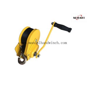 China Small Trailer Boat Manual Hand Winch 1200 Lb Automatic Brake Yellow Plated Manual Winch Pulling on sale