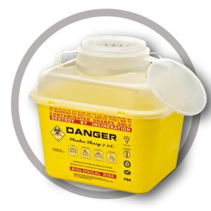 7 Litre Sharps disposal container, Sliding Lid, Red,Sharps Container |